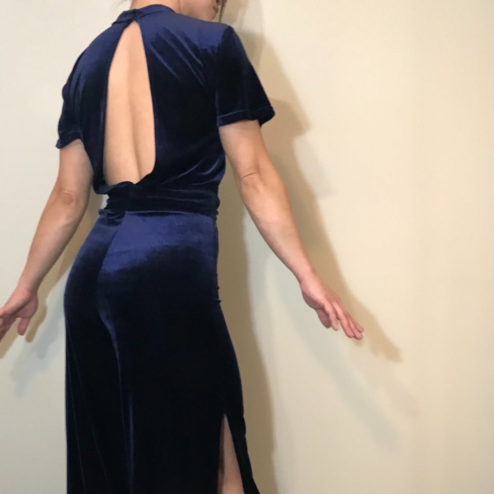 Gorgeous Navy Blue Velvet Romper - Picture 8 of 13